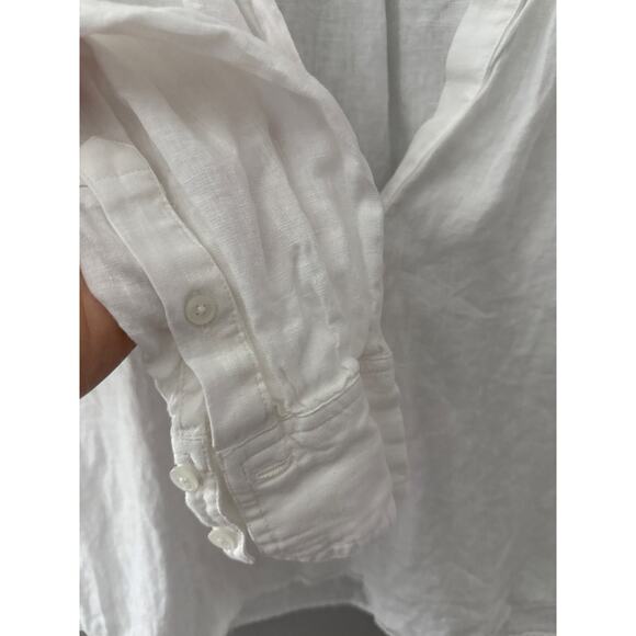 J. Crew Cabana Long Sleeve Coastal Top in White Linen Size Medium - Picture 9 of 12